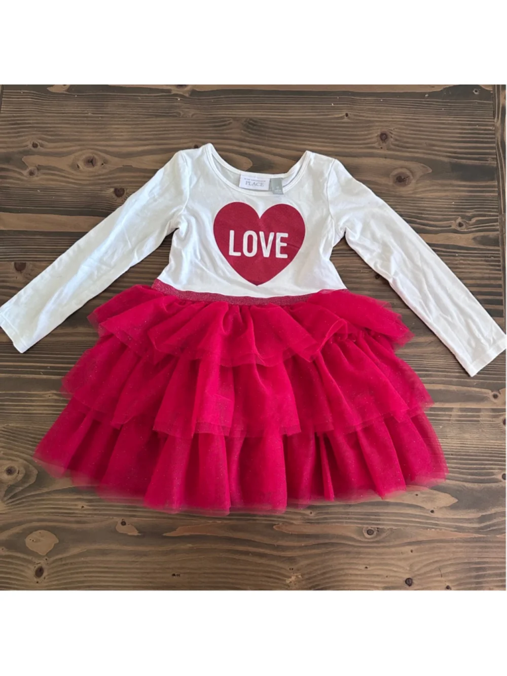 Girls Heart Tutu Dress 4T Red White Glitter Love Dress